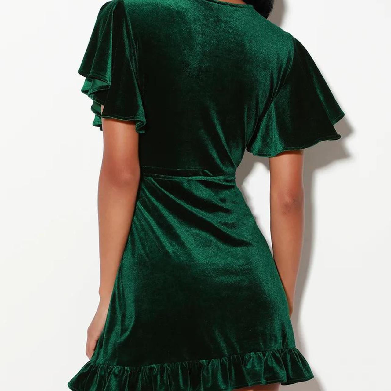 Lulus green velvet wrap dress Jack by ...