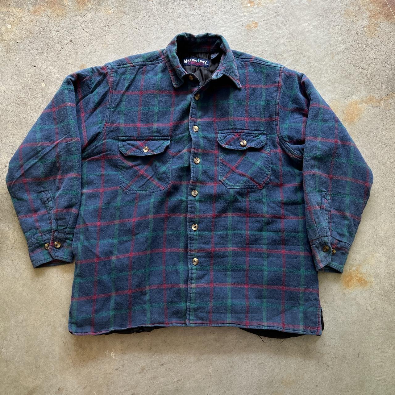 Vintage Marino Bay Button Front Plaid Flannel Chore - Depop