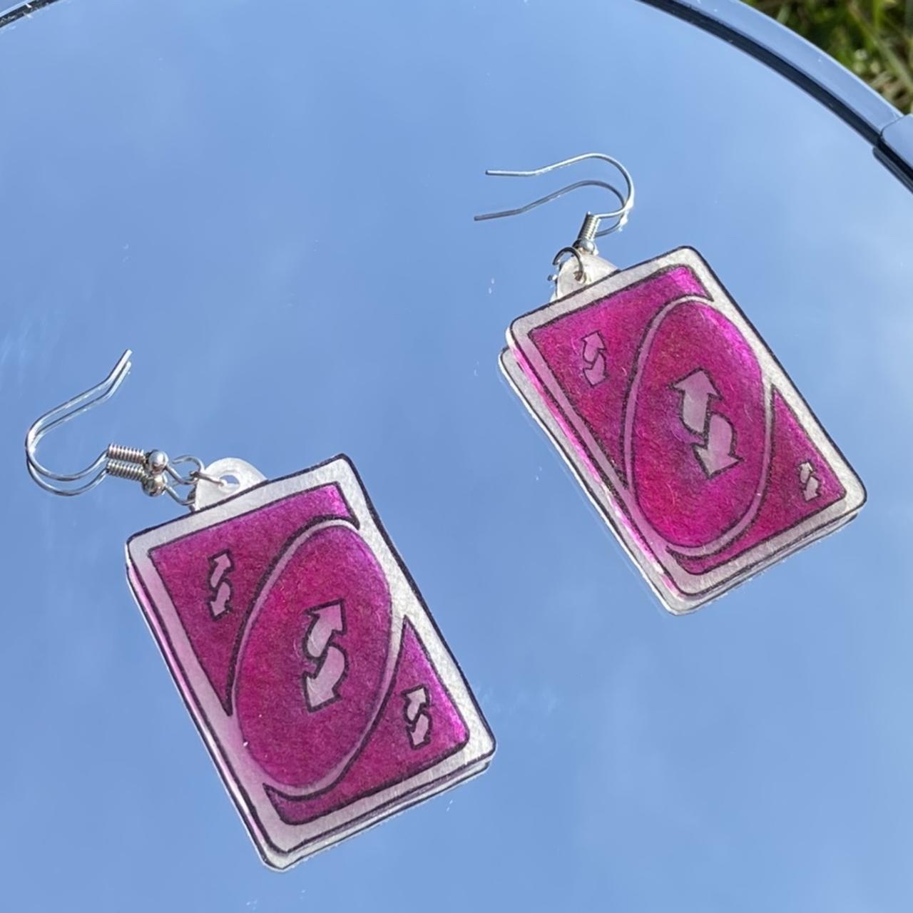 uno reverse card shrinky dink earrings 💗 • - Depop