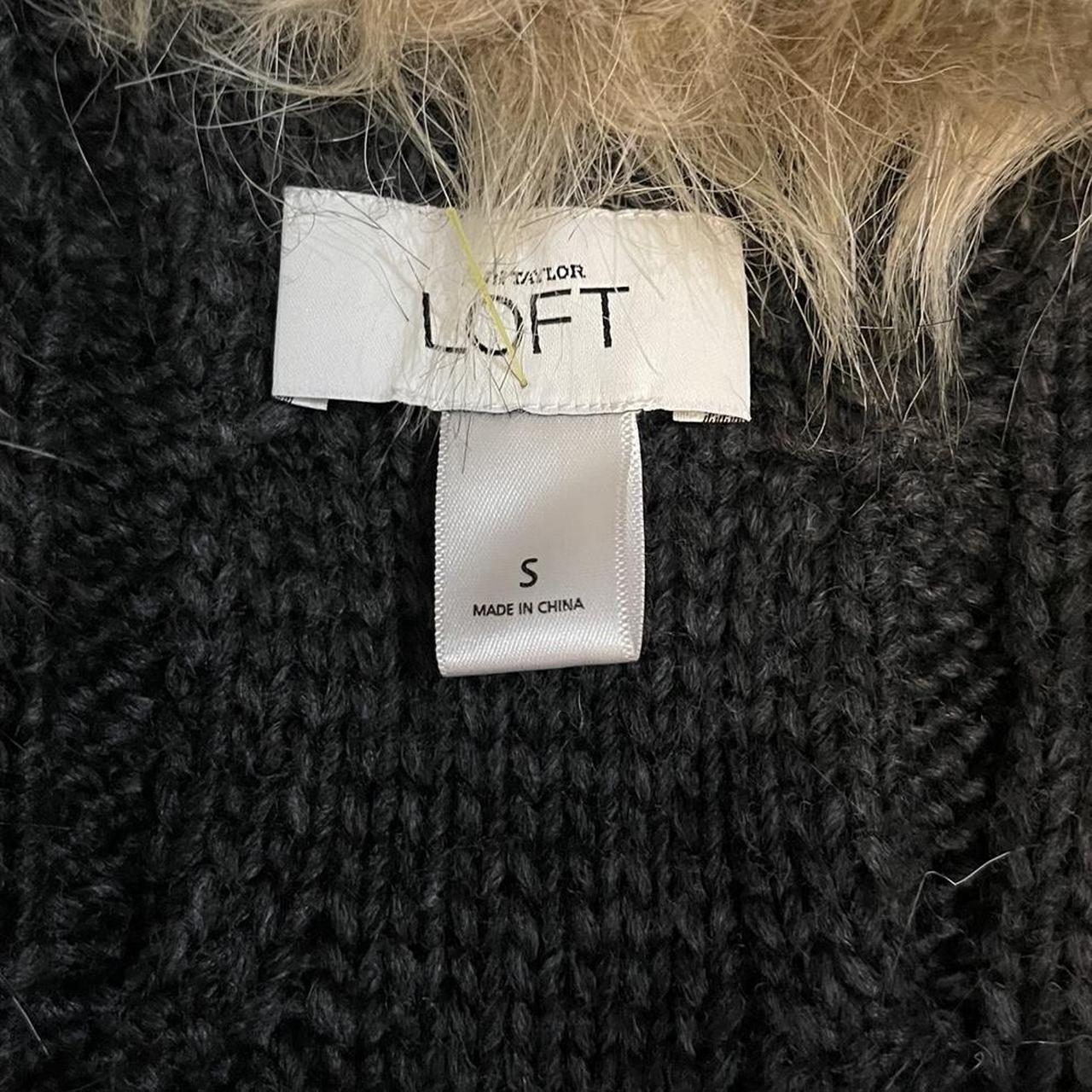 y2k loft size small fur vest dark grey sweater material - Depop