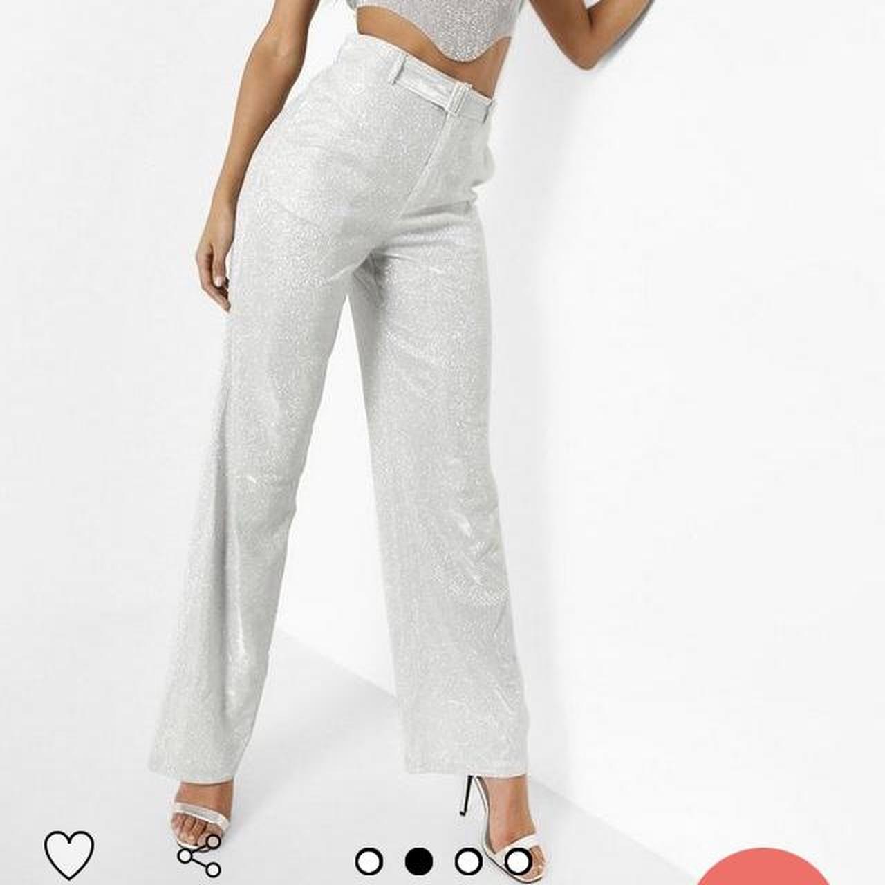 Silver glitter wide leg trousers, never worn. Would... Depop