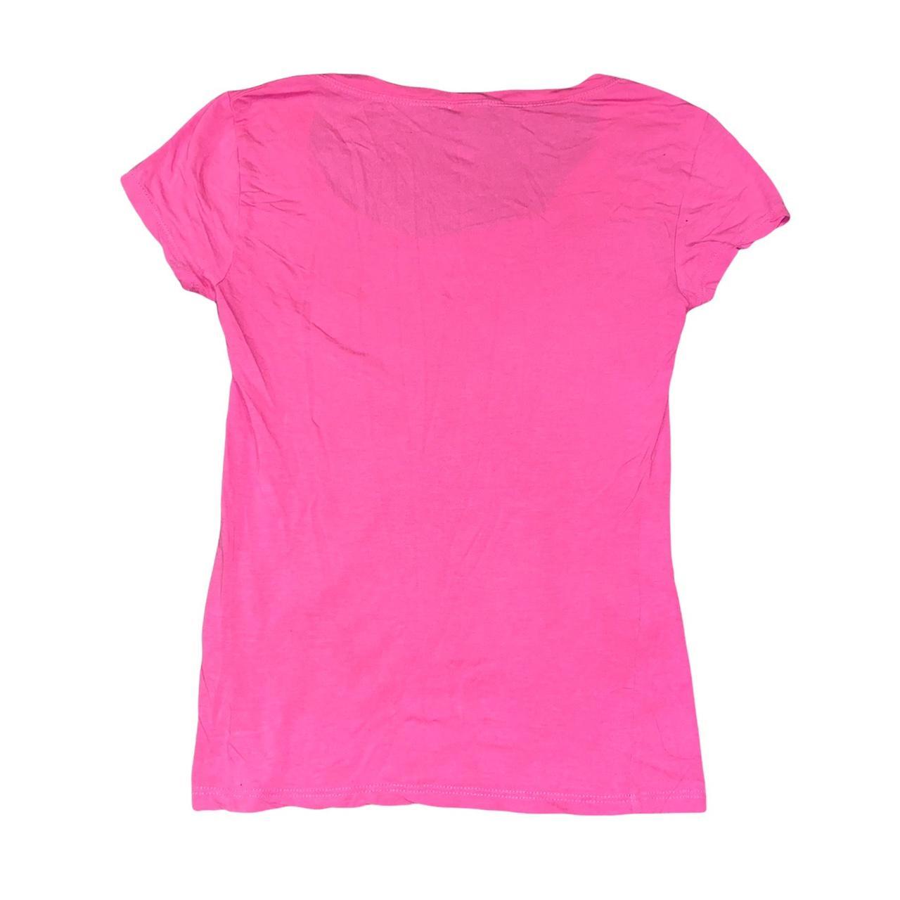 BEBE true 2000s hot pink tshirt with rhinestone... - Depop