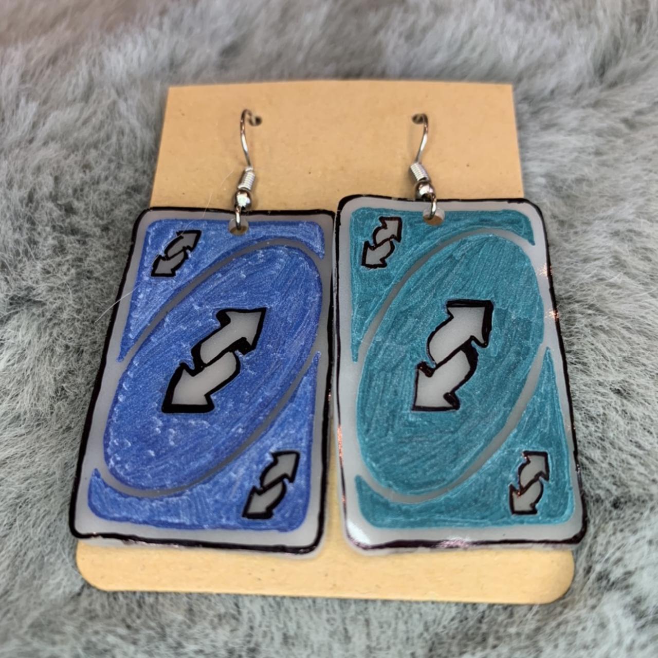 uno reverse card shrinky dink earrings 💗 • - Depop