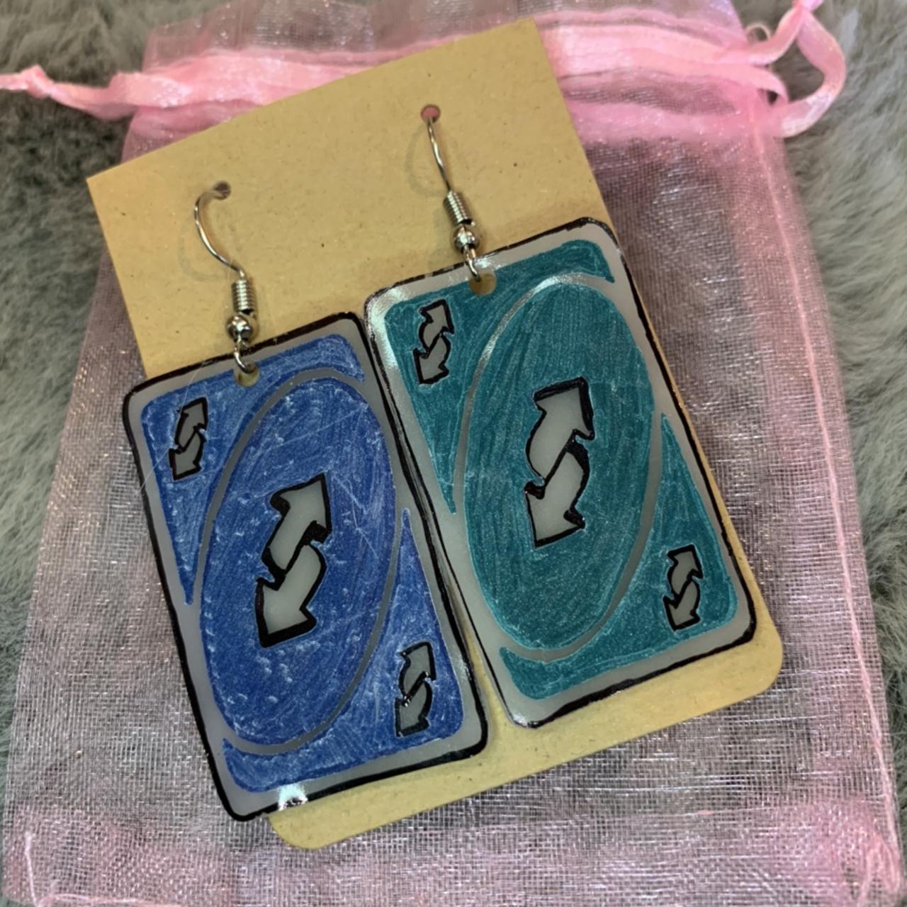 uno reverse card shrinky dink earrings 💗 • - Depop