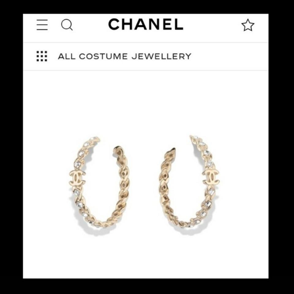 Authentic! Chanel 18K Yellow Gold Sapphire Ruby Hoop Earrings