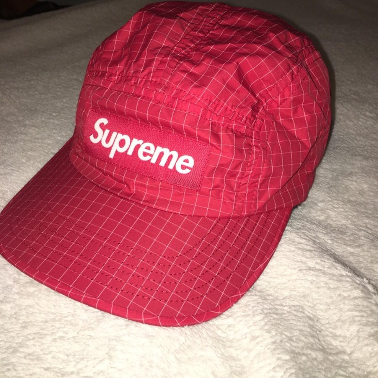 SUPREME SS18 RED NYLON REFLECTIVE CAMP CAP -Size: | Depop