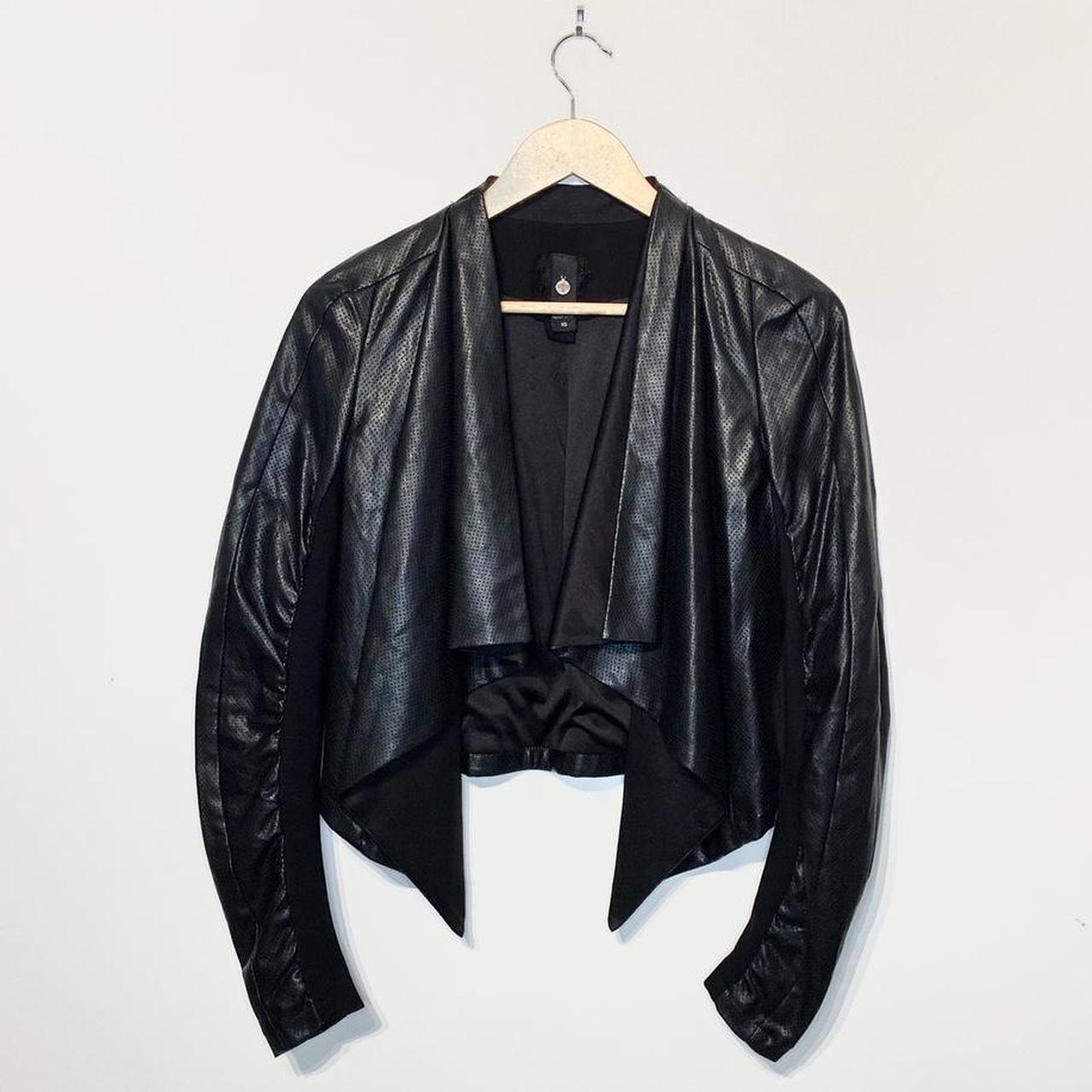 cropped faux leather jacket in black. Such... Depop