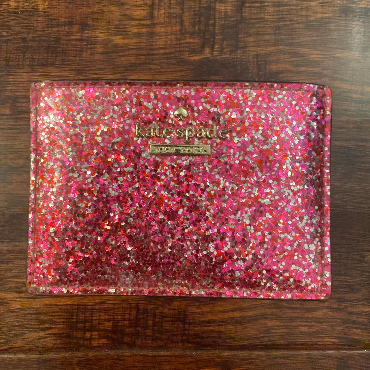 Kate spade pink discount glitter card holder