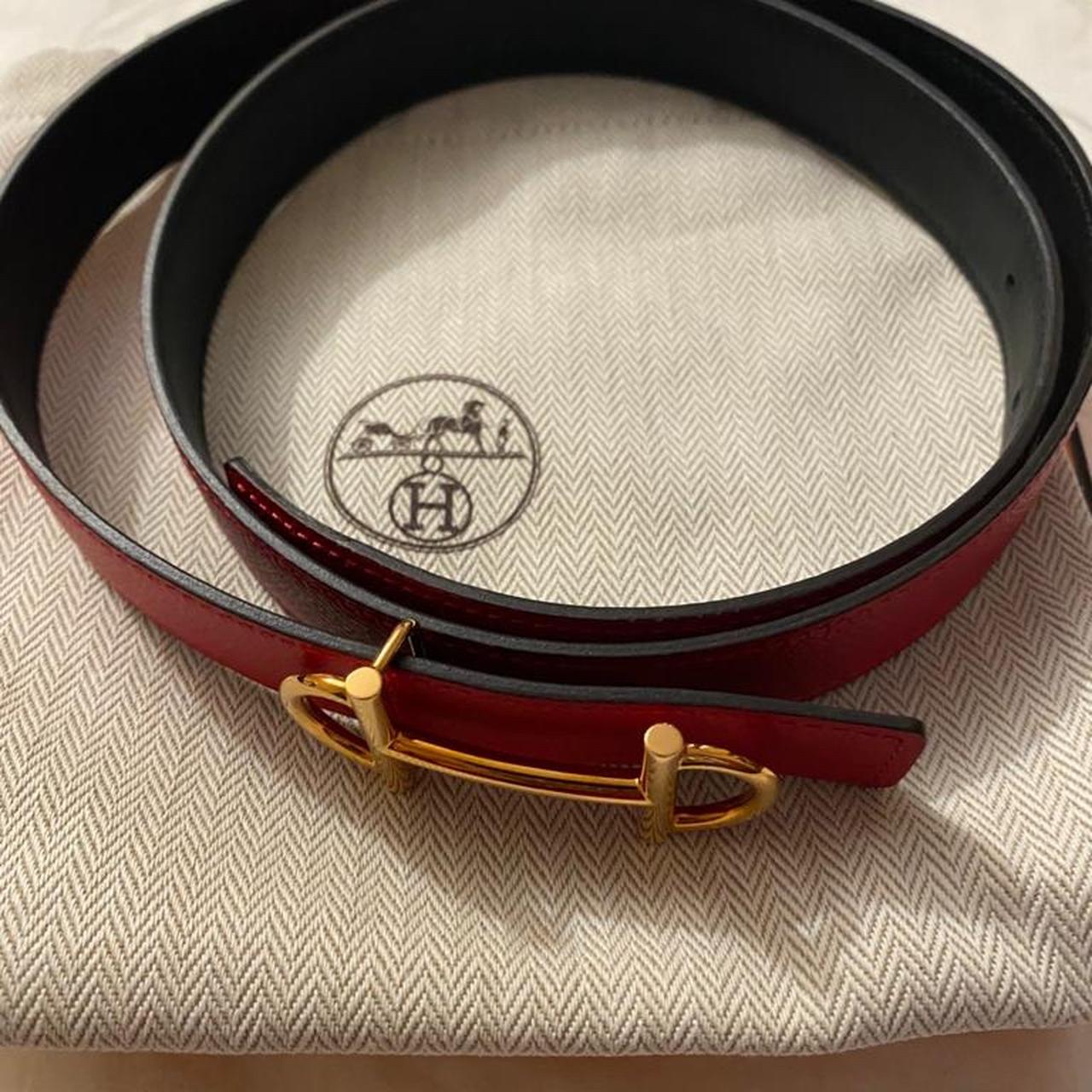 Hermes Men's Big H belt. Black leather belt, the - Depop