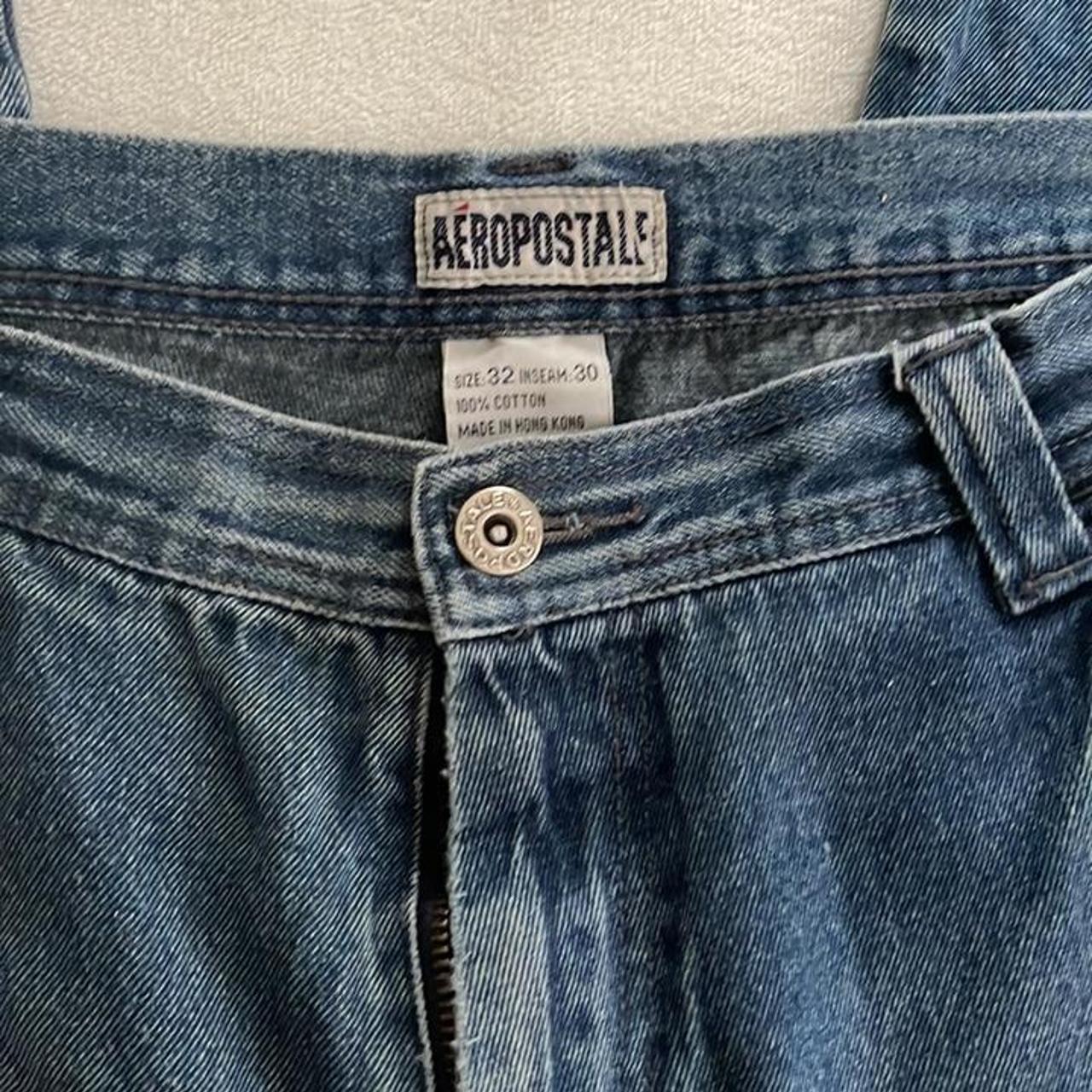 Vintage Aeropostale wide leg baggy jeans 4 zippered... - Depop