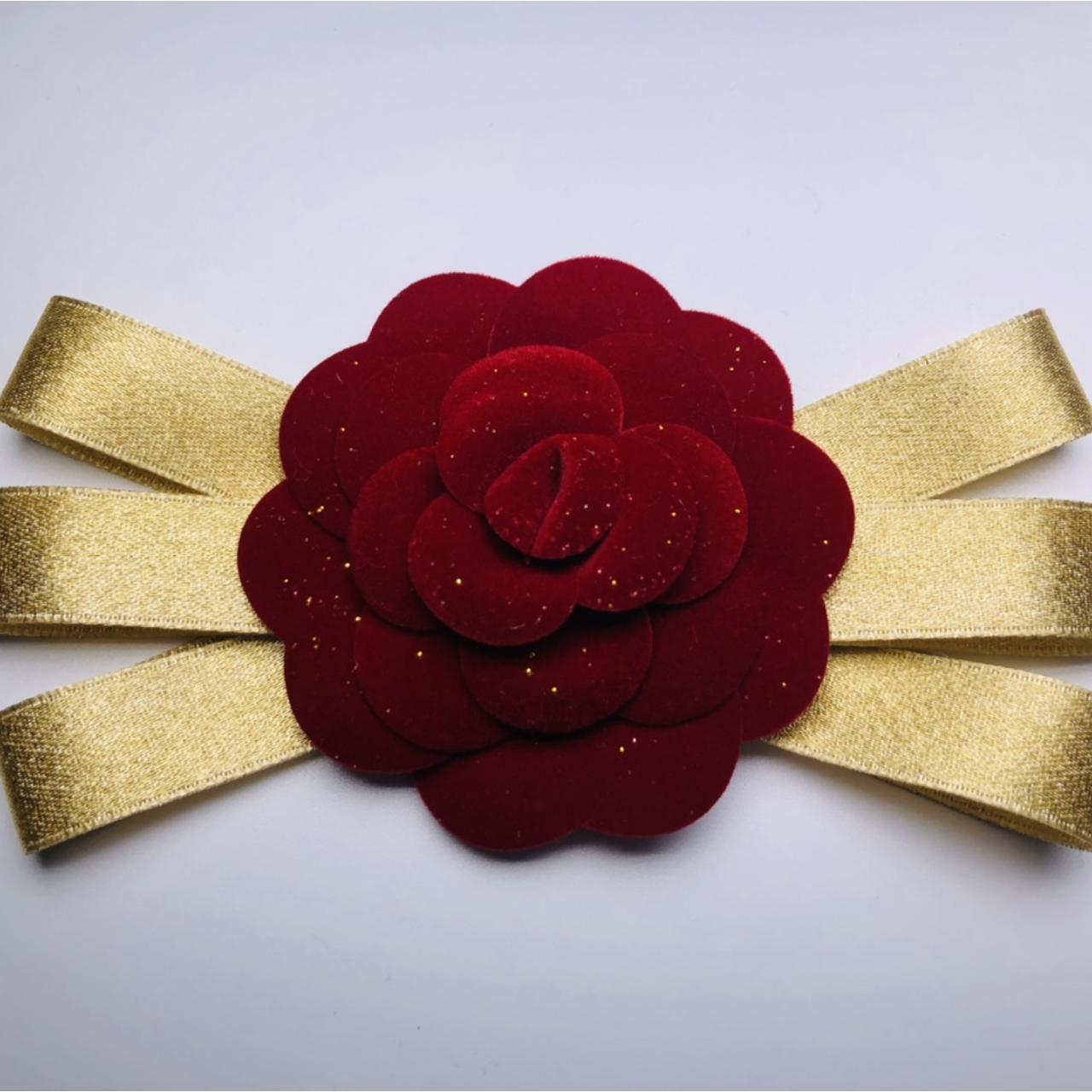 Chanel Women's Red and Gold Hairaccessories Depop