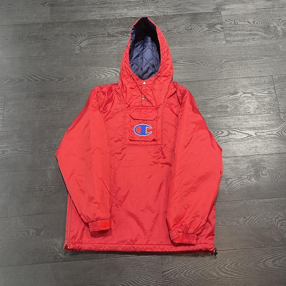 Supreme X Champion Pullover Parka in Red Size:... - Depop