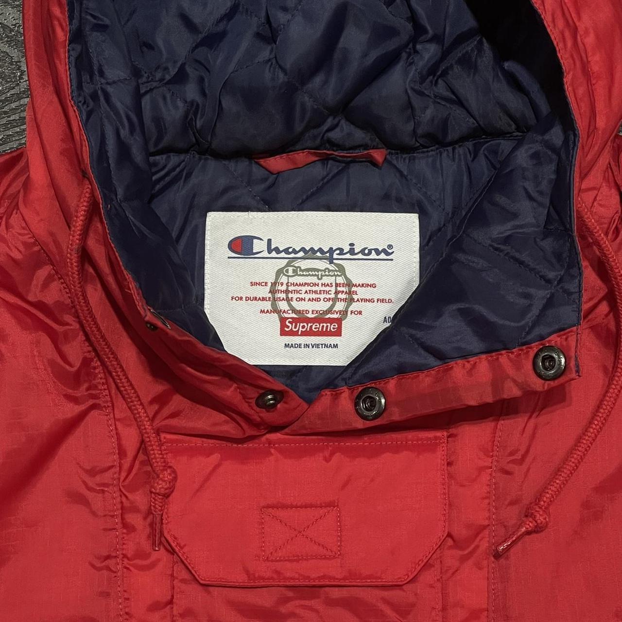 Supreme X Champion Pullover Parka in Red Size Depop