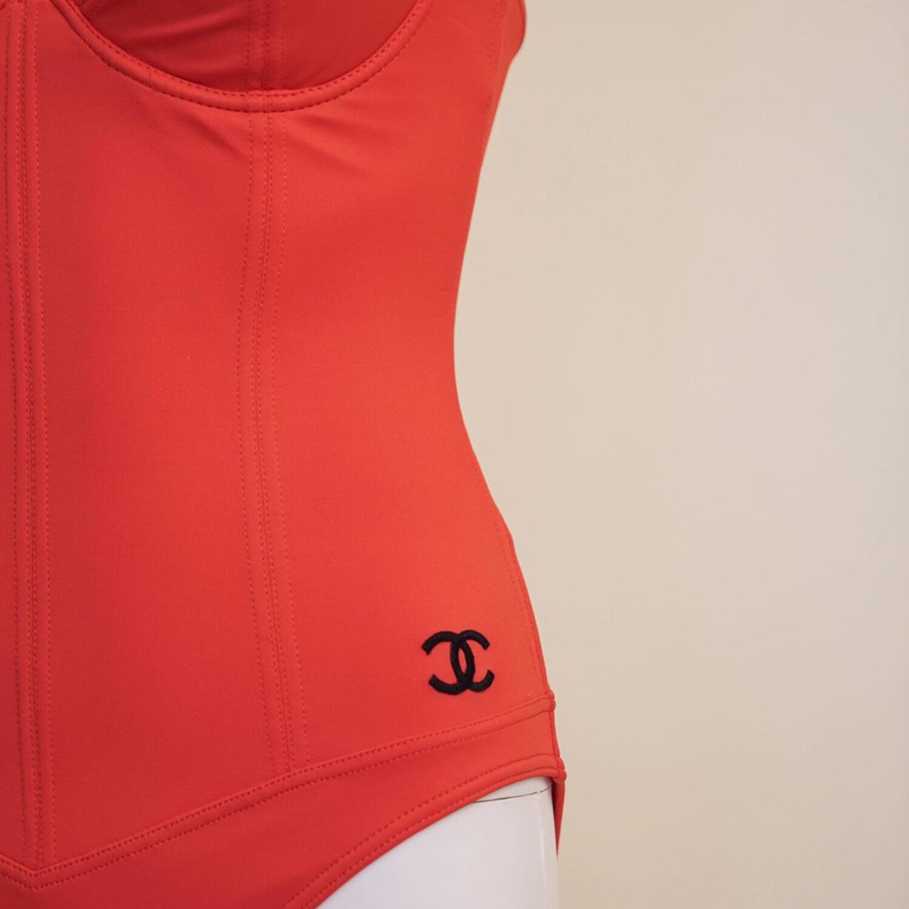 Vintage Chanel 1995 Red Swimsuits As Seen on Claudia Schiffer at