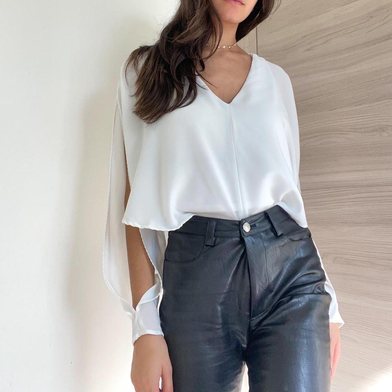 Elegant white top blouse from Zara. Very flowy yet... Depop