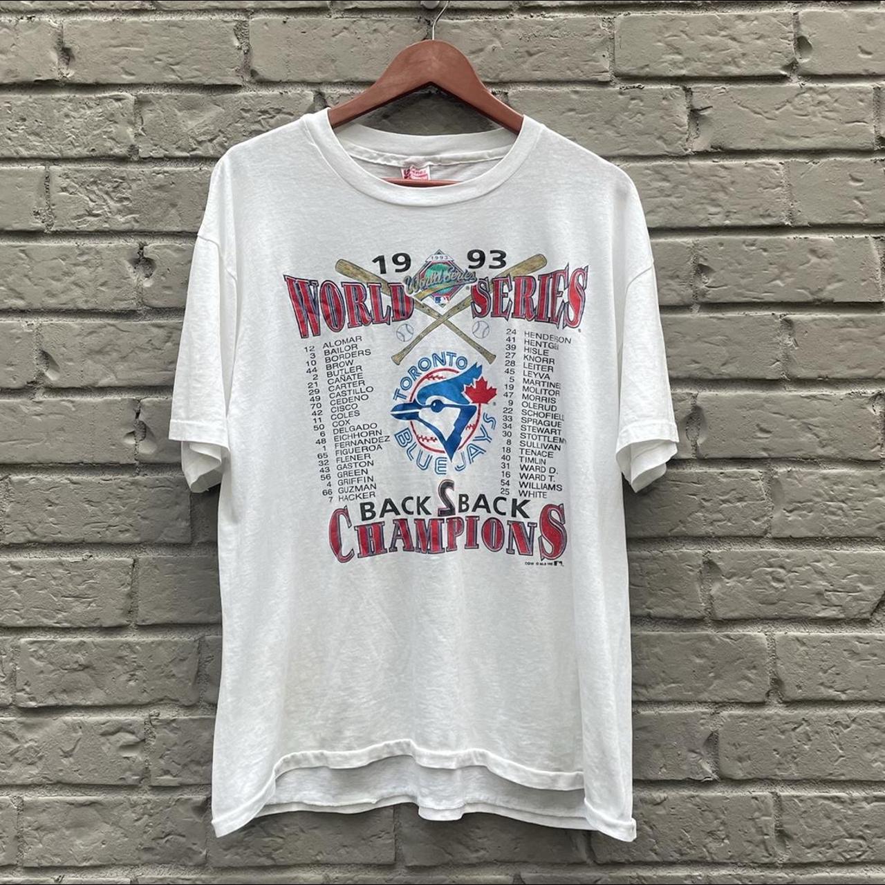 1993 Vintage TORONTO BLUE JAYS Shirt BASEBALL WORLD - Depop