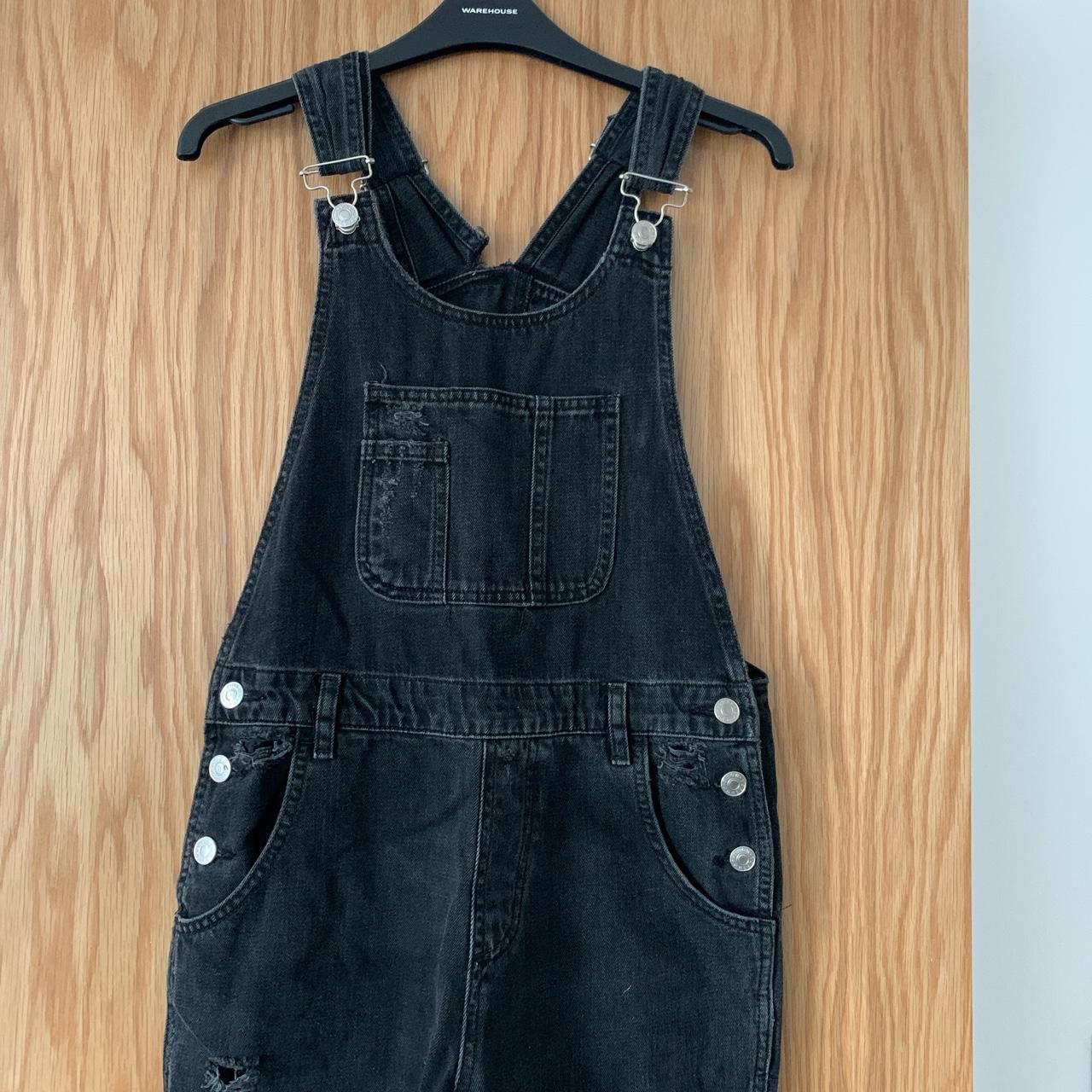 Topshop black full length dungarees. Has pockets to... - Depop