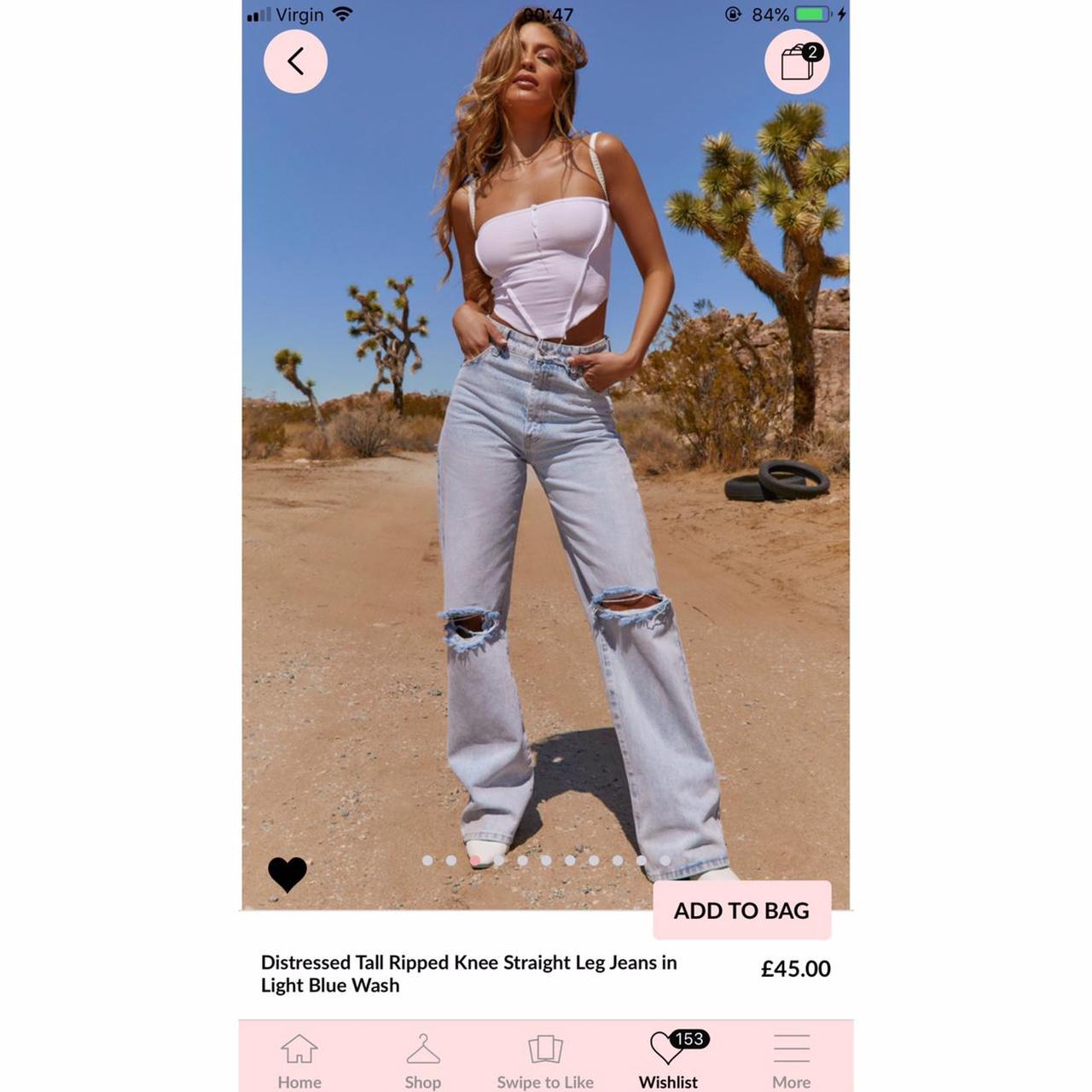 Oh Polly Distressed ripped knee straight leg