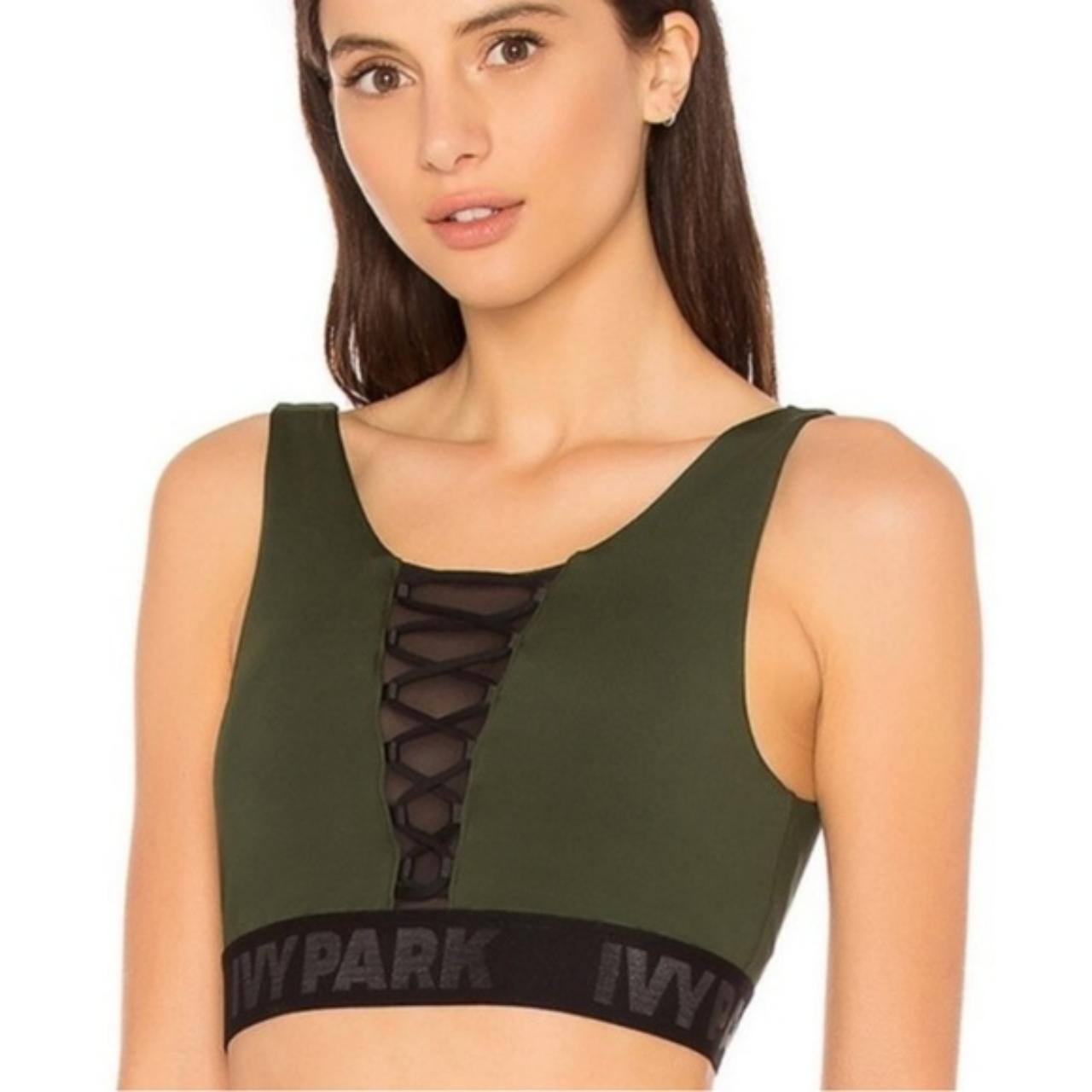 Ivy Park Women's Green and Black Bra Depop