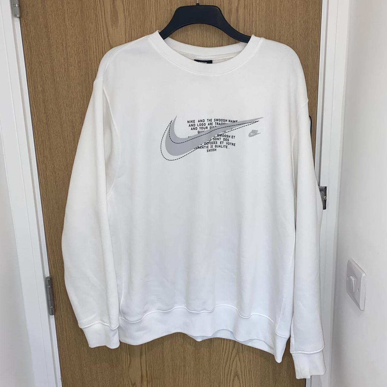 Nike swoosh “off white look” white sweatshirt size... - Depop