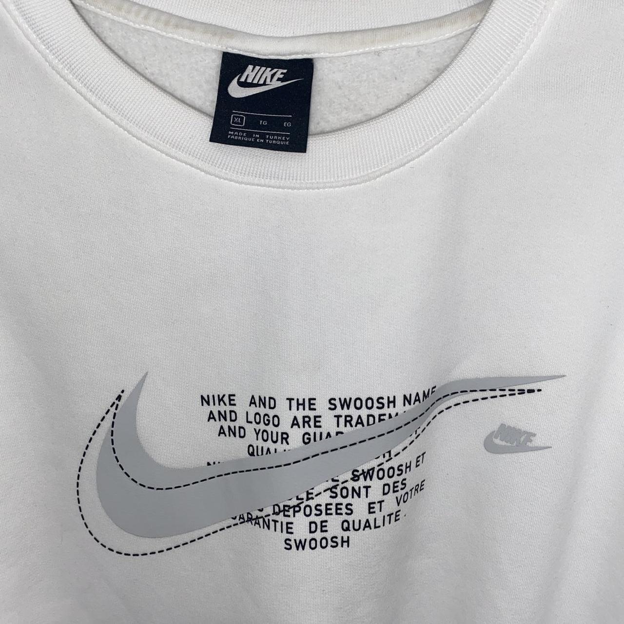 Nike swoosh “off white look” white sweatshirt size... - Depop