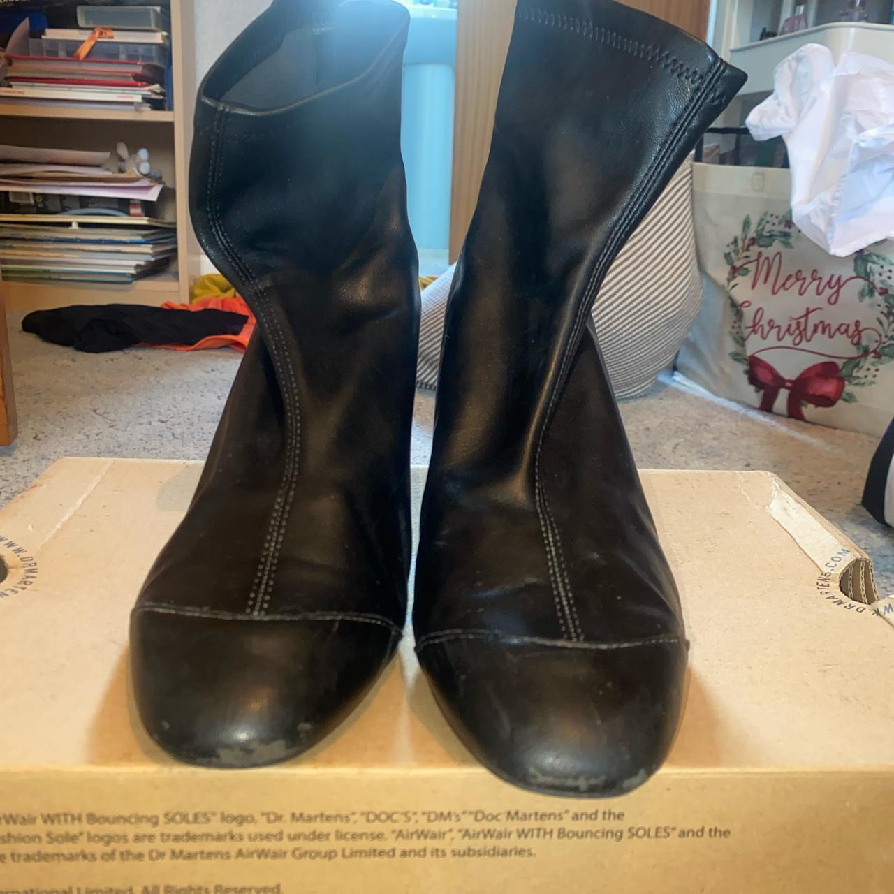Zara black sock boots with metallic heel, general... Depop