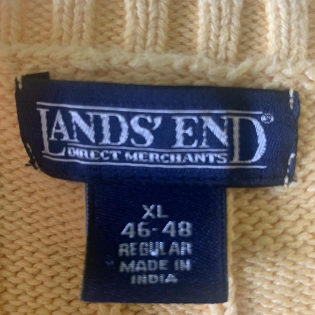 Lands' End Men's Yellow and Tan Cardigan Depop