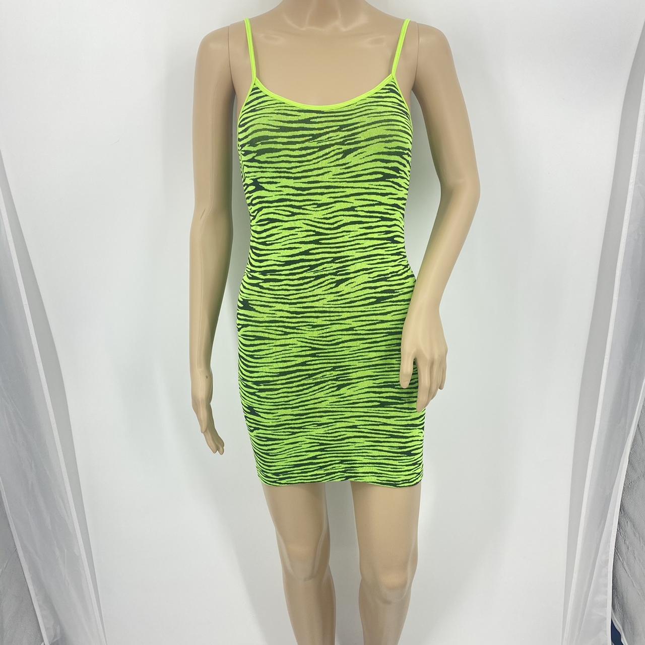 Delia’s Zebra Neon Dress Neon Green Zebra Dress So... Depop