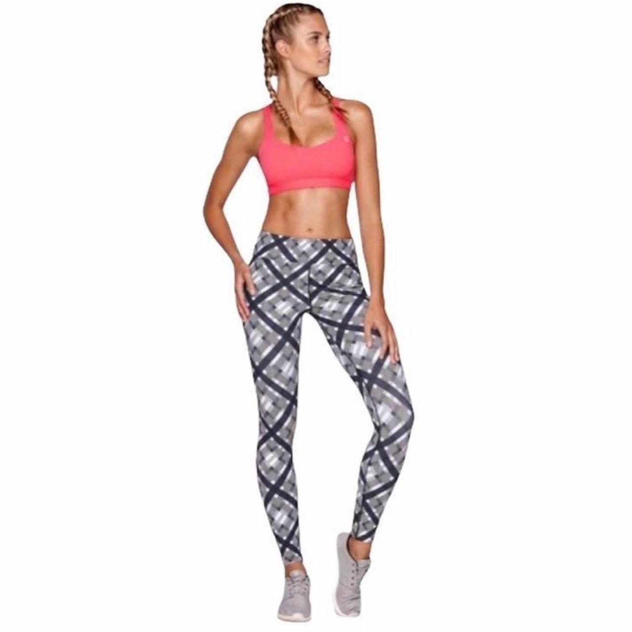 Lorna Jane Navy and White Leggings Size Large 14”... Depop