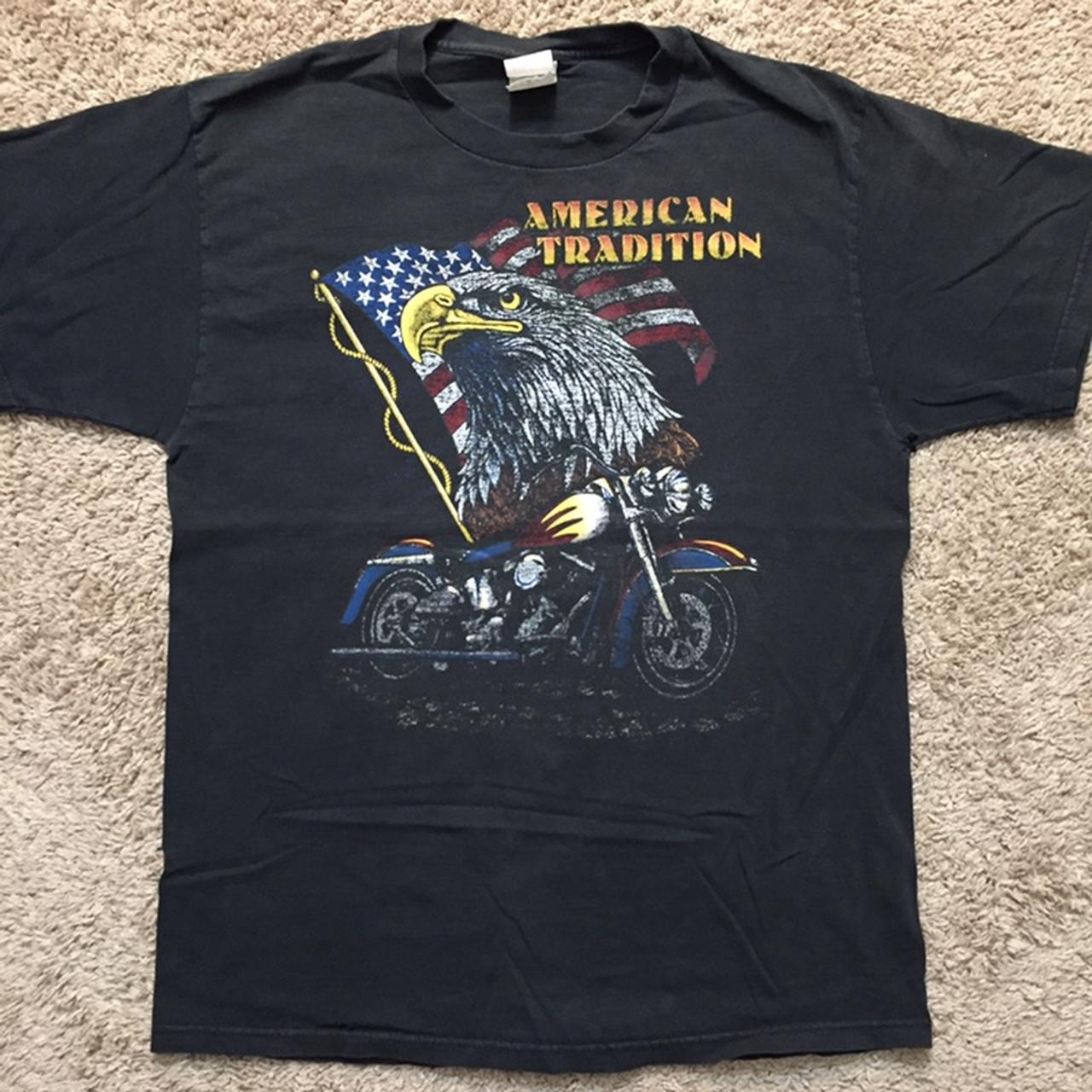 Vintage American tradition Harley Davidson biker tee... - Depop