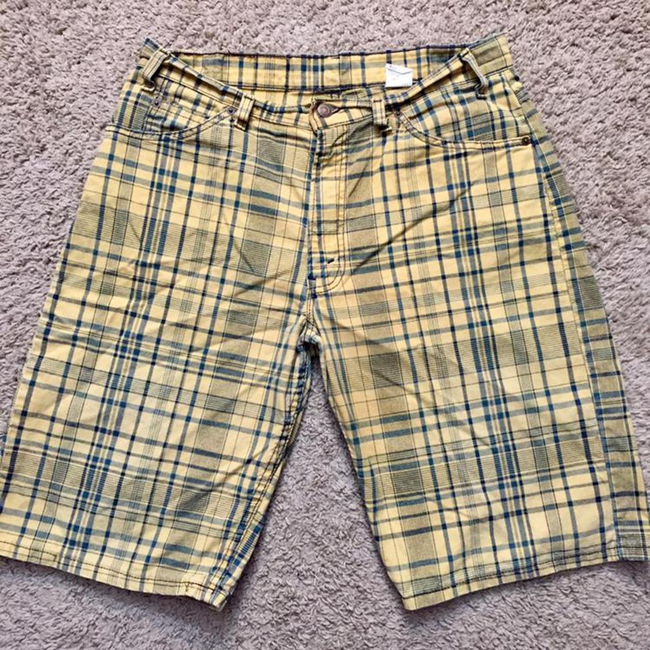 Vintage Levi’s 70s orange tab yellow plaid shorts... - Depop