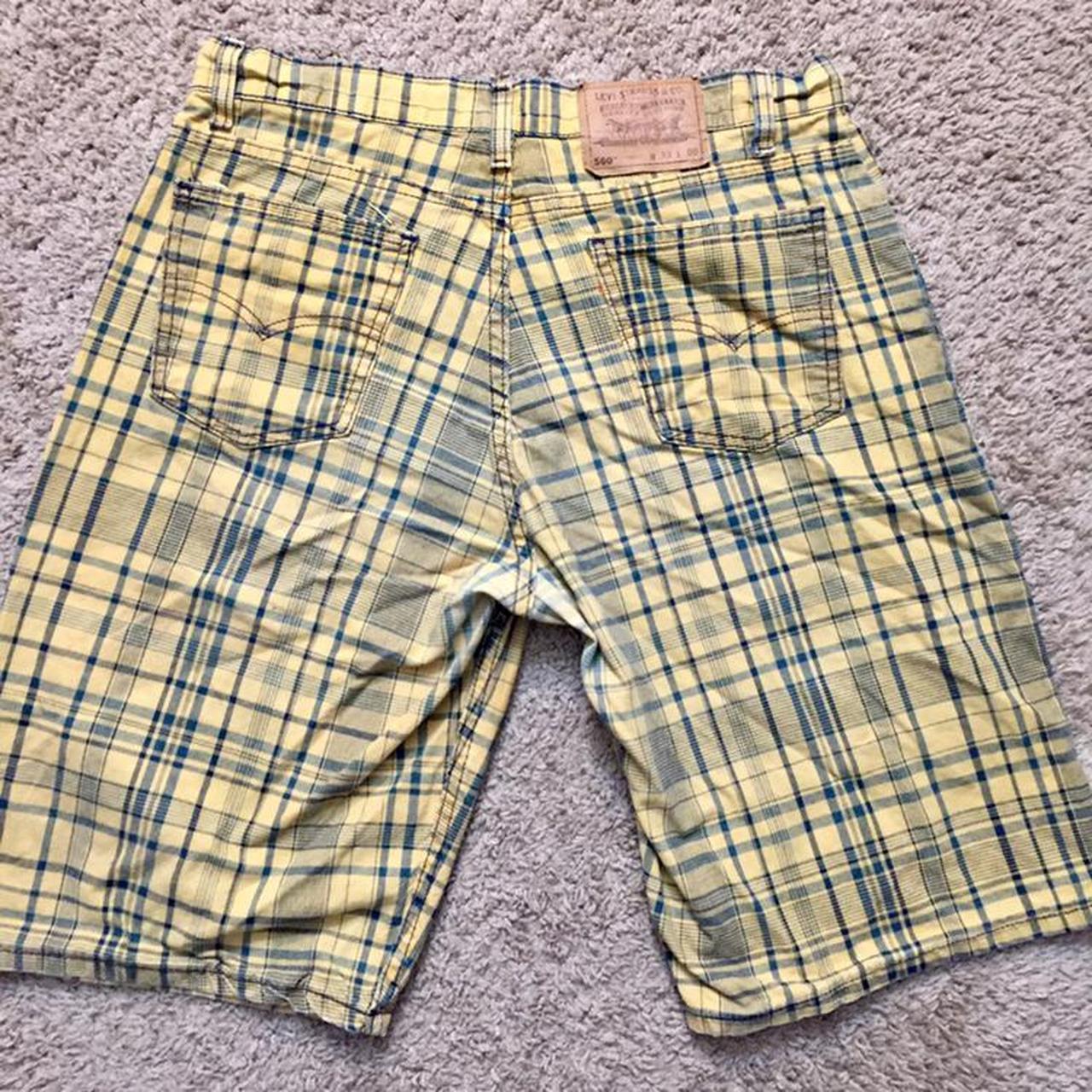 Mens yellow hot sale plaid shorts