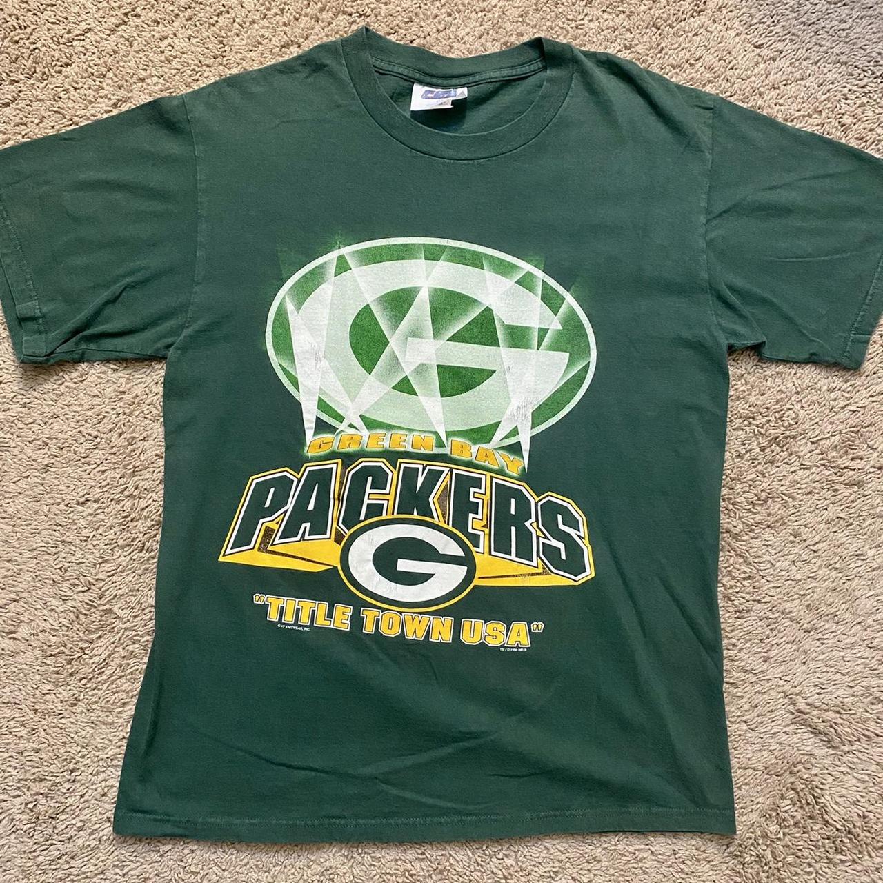 Vtg Green Bay Packers Title Town T-shirt Men's MEDIUM 