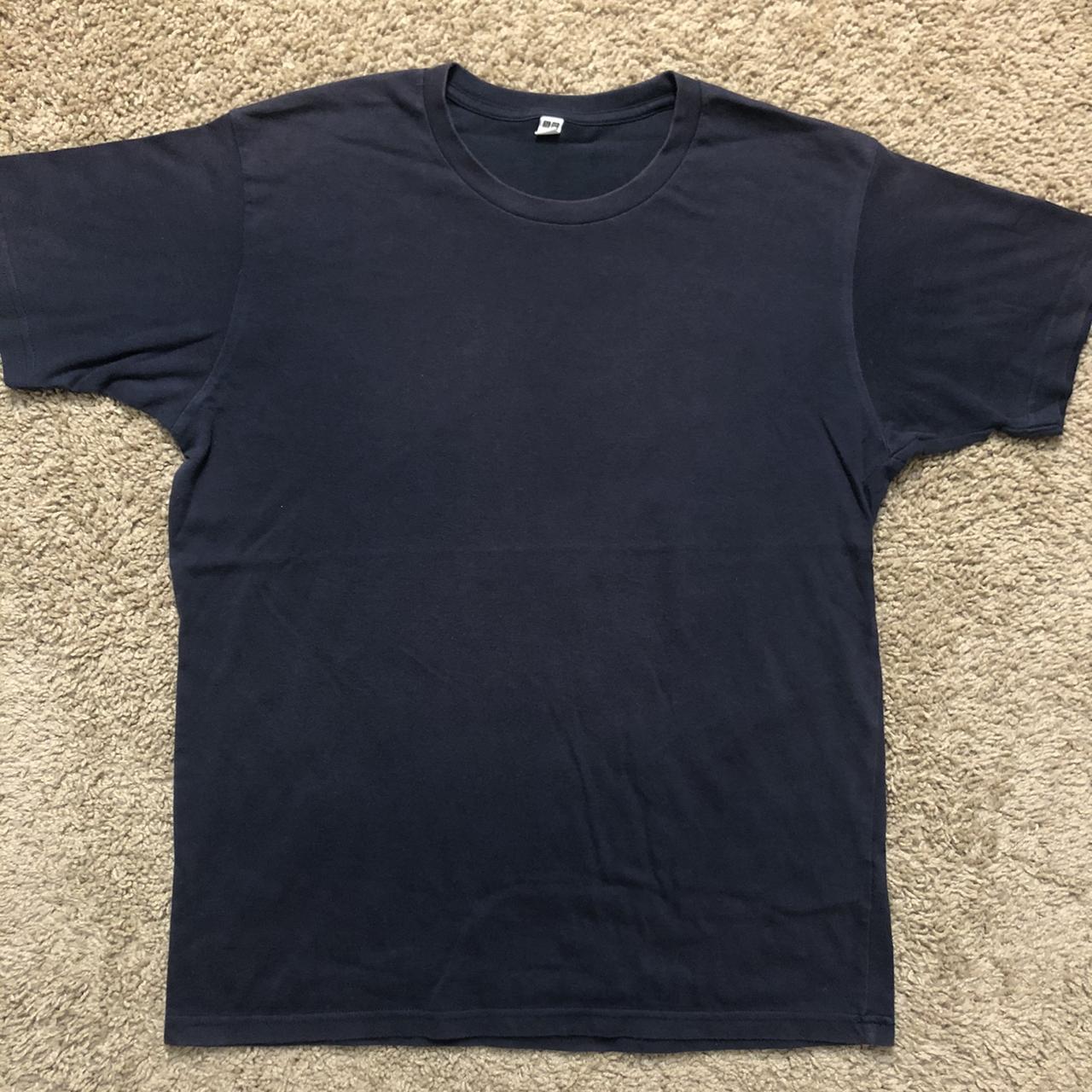 Vintage Uniqlo blank tee in navy good condition no... - Depop