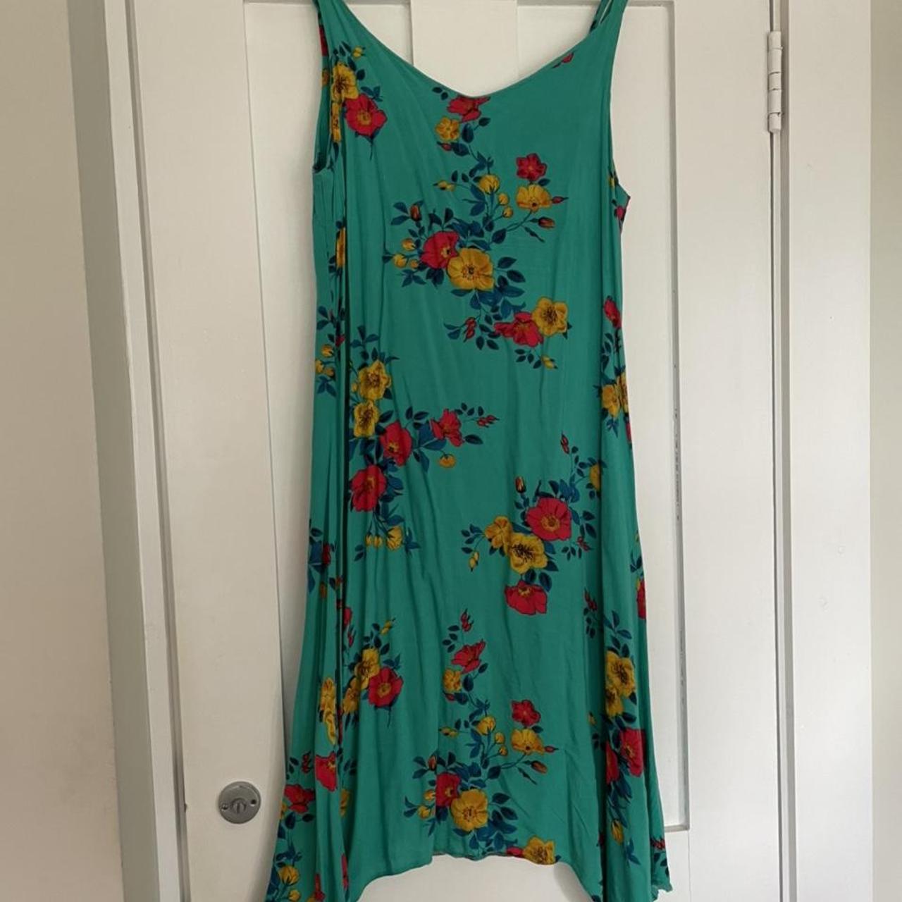 Matalan green floral midi dress, size 12, no returns... - Depop