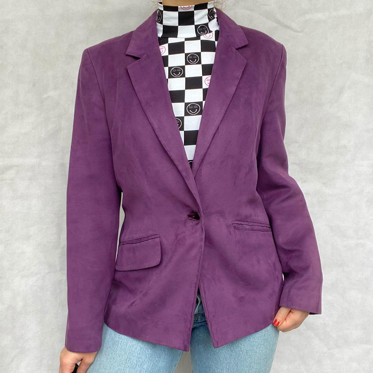 Vintage faux suede purple blazer . An absolute gorge... - Depop
