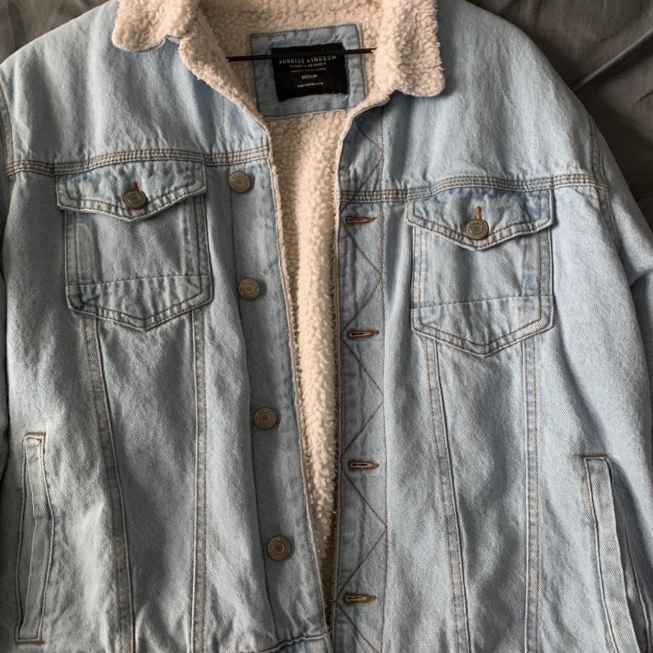 womens fleece lined denim jacket very warm and great... Depop