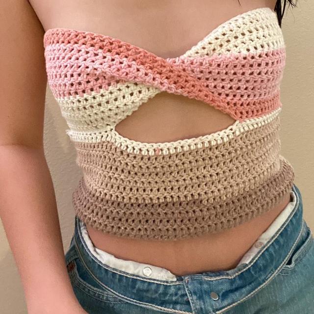 Knitted Tube Top Handmade by me with 100% acrylic - Depop