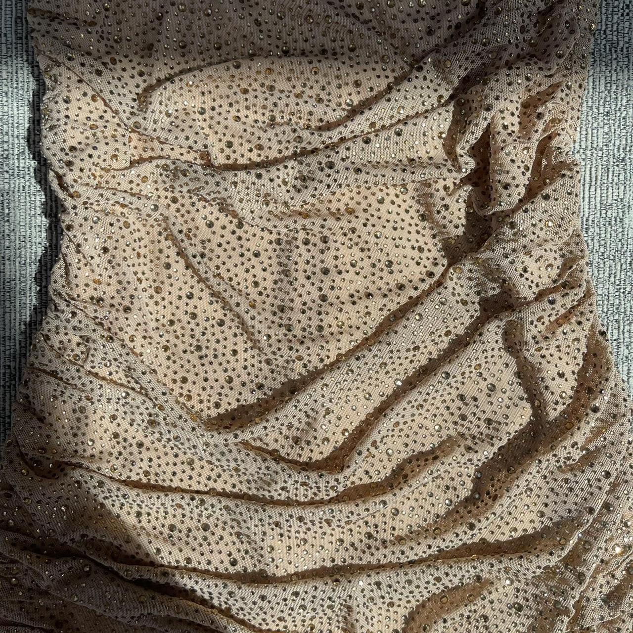 gold sparkly oh polly dress with gold gems zip up... Depop