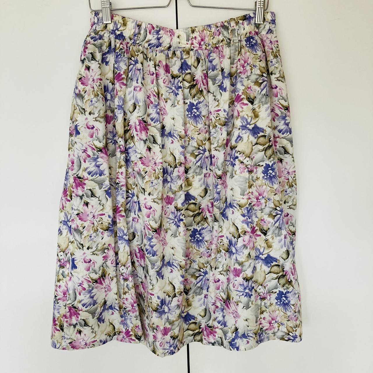 Vintage 80s Gerry Weber floral midi skirt size... - Depop