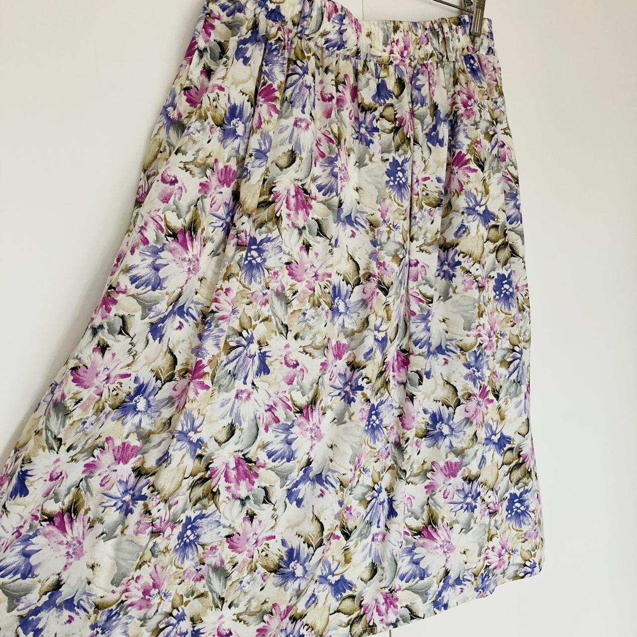 Vintage 80s Gerry Weber floral midi skirt size... - Depop