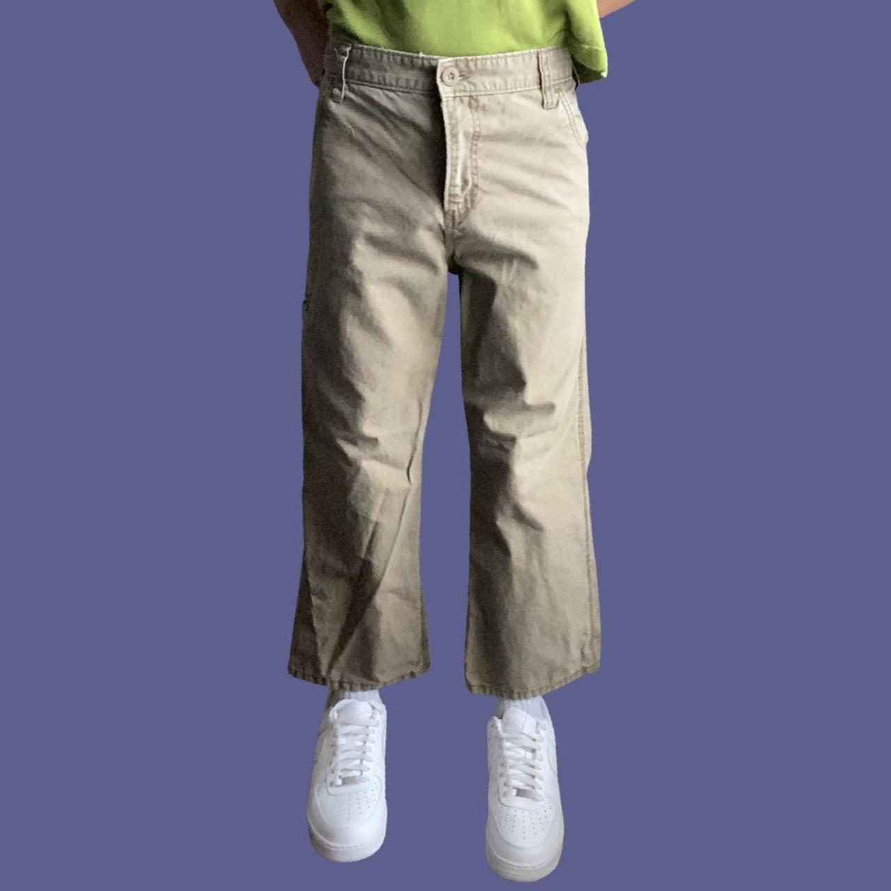 Wide leg khaki Carpenter pants (has one small pocket... - Depop