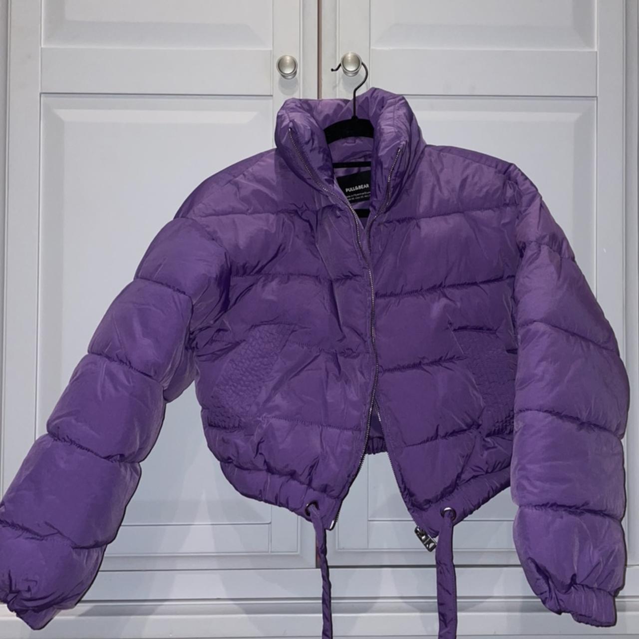 fab purple cropped puffer jacket •never Depop