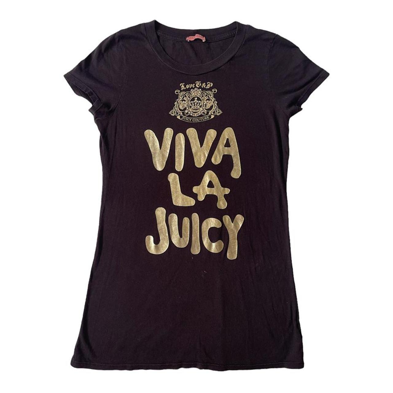 Juicy Couture Women's Black and Gold T-shirt | Depop