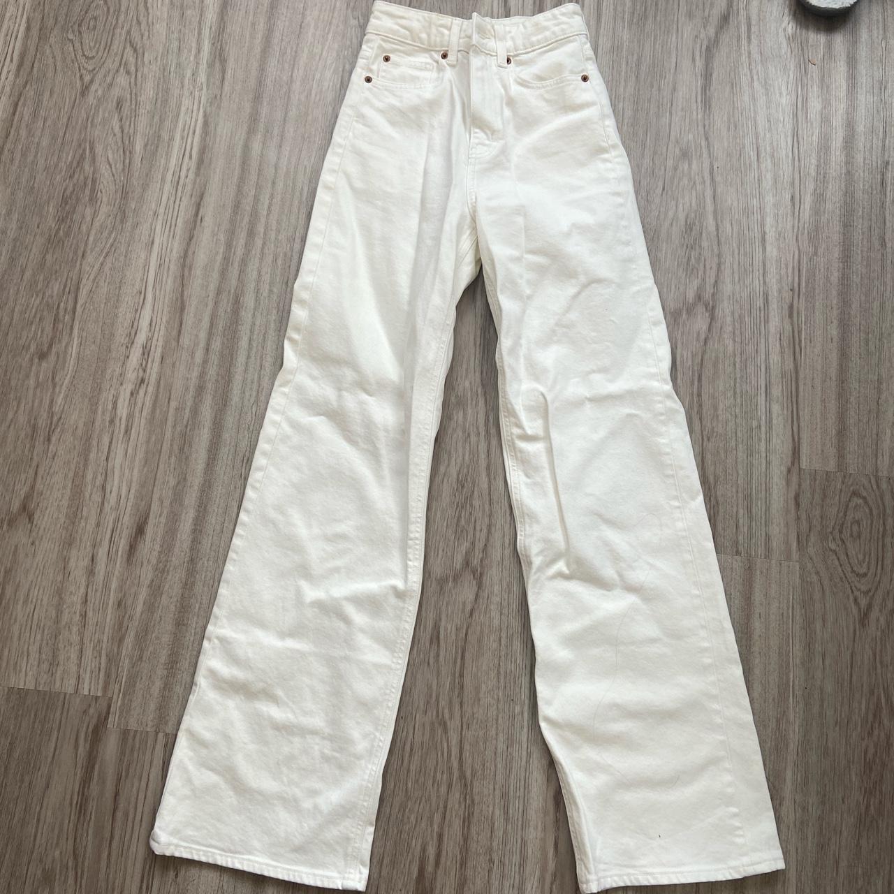 amazing white / cream high waisted wide leg jeans... - Depop