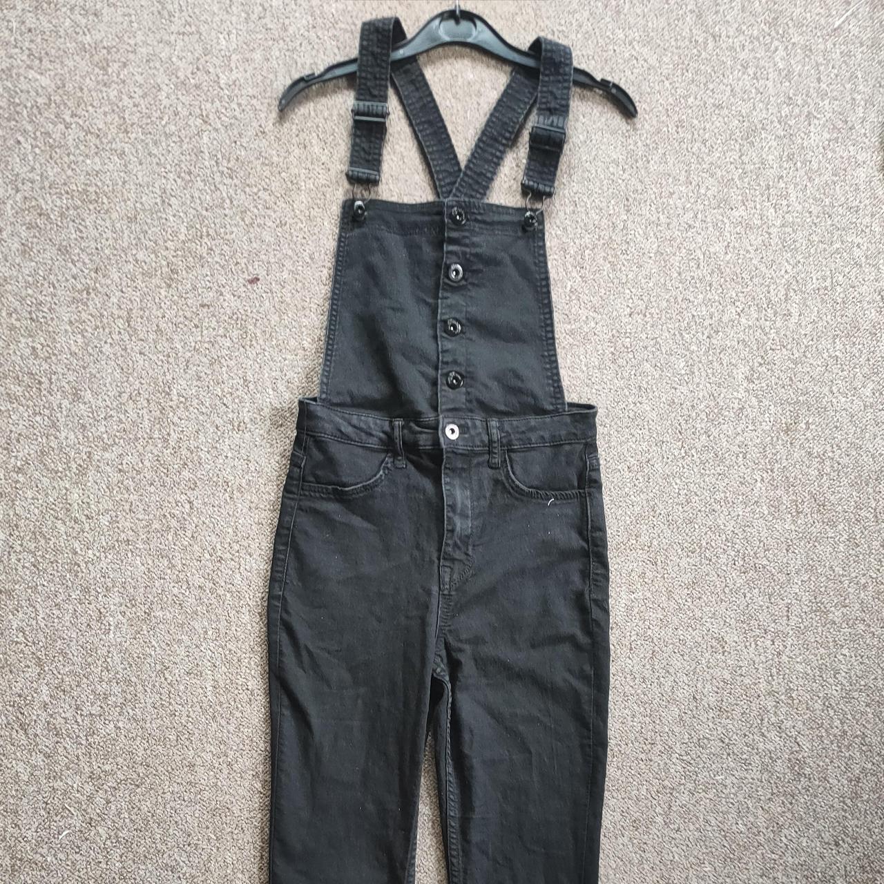 Dungarees Material denim Colour black Size 8... Depop