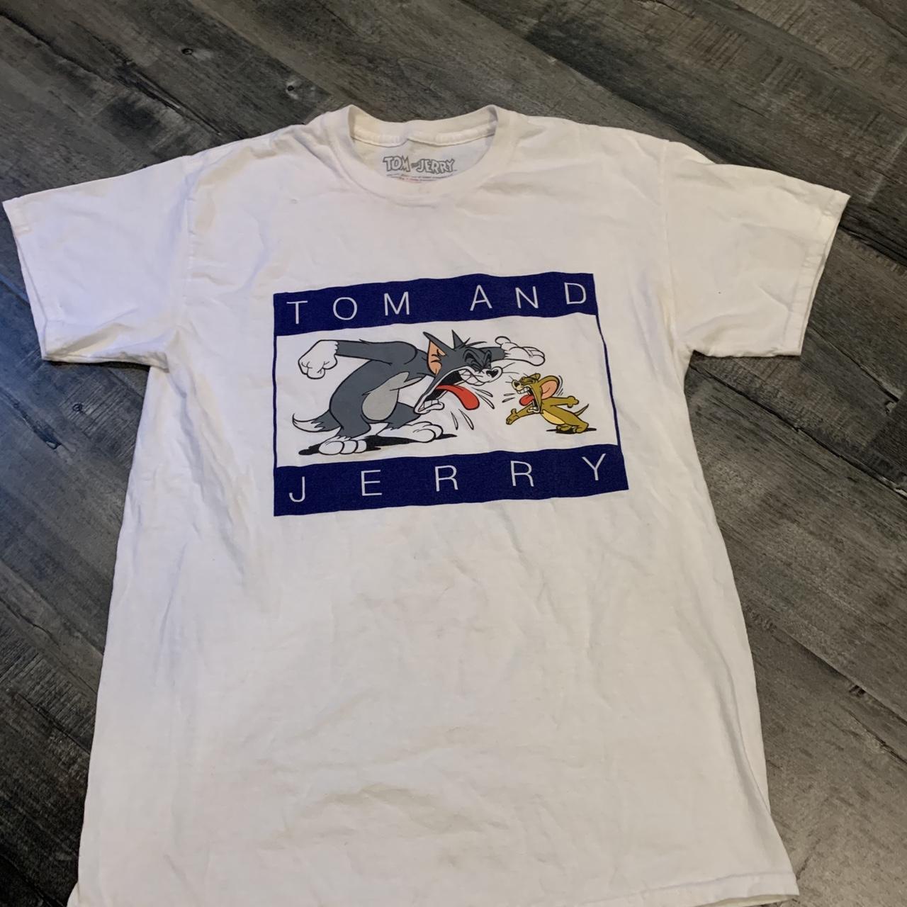 White Tom Jerry T Shirt Tommy Hilfiger Inspired