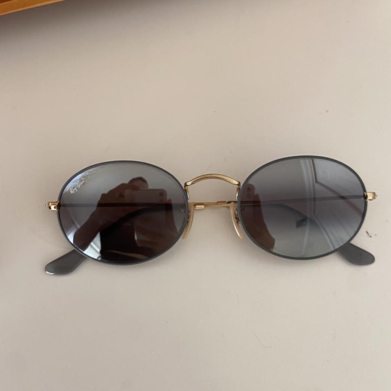 Ray-Ban Women's Grey and Gold Sunglasses | Depop