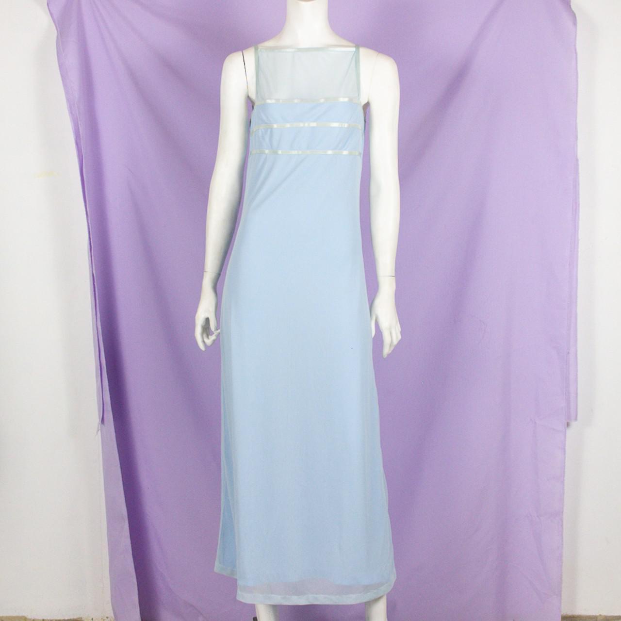 Vintage 90s baby blue evening dress with mesh... Depop