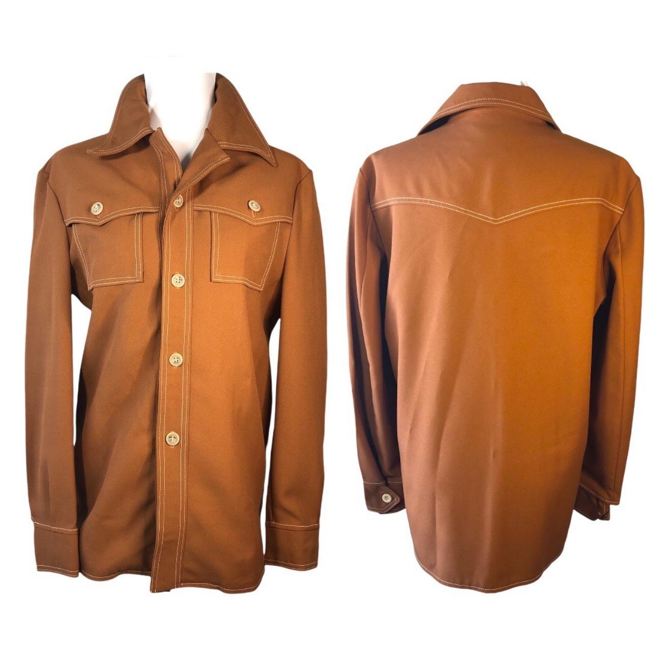 Vintage Brown Lounge Shirt Jacket Coat 70's Womens... Depop